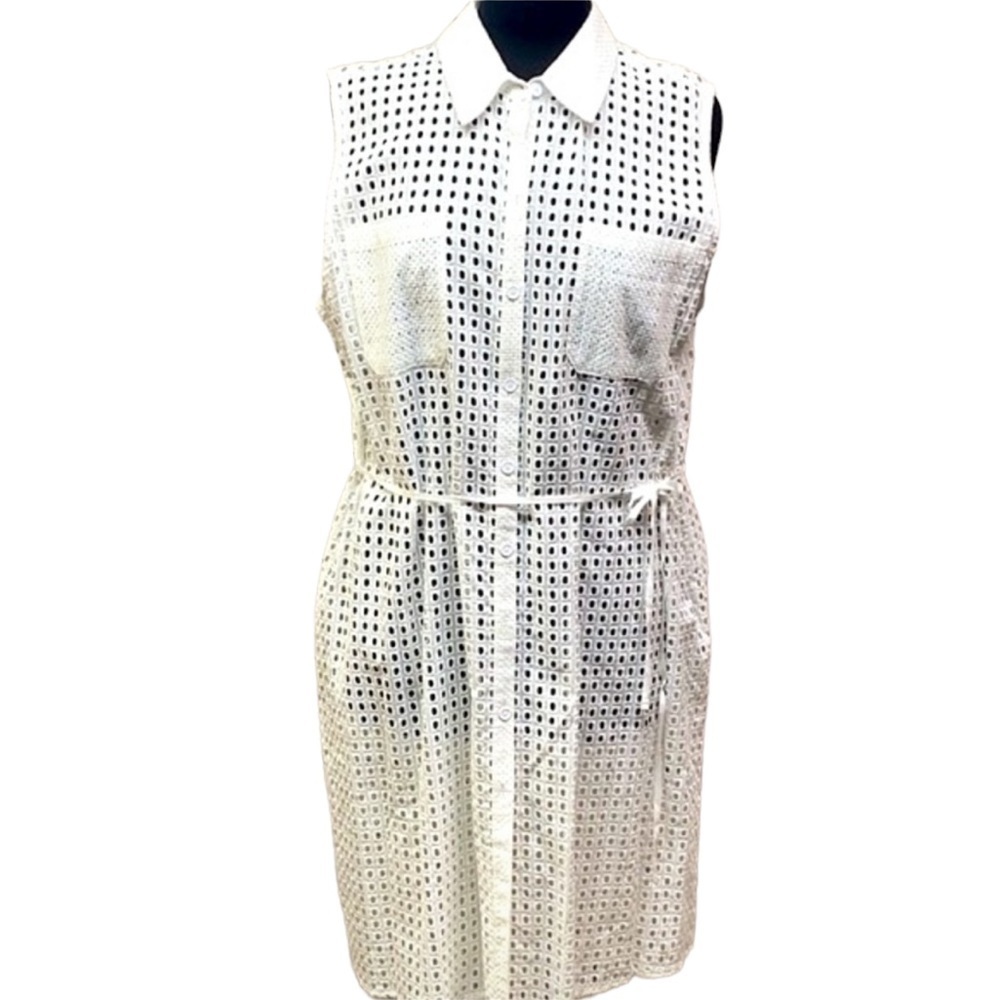 Eyelet Swimsuit Coverup White